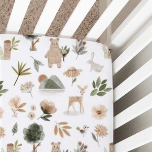 Baby Bedding, Woodland Animals, Crib Sheet, Changing Pad Cover, Nursing Pillow Cover, Mini Crib Sheet, Bassinet Sheet, Earthtones Nursery