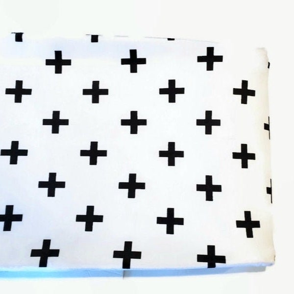 Crib Bedding Boy Girl, Monochrome Cross,  Plus Sign, Crib Sheet Boy Girl, Changing Pad Cover, Nursing Pillow Cover, Mini Crib Sheet