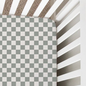 Sage Green Checker Crib Sheet, Changing Pad Cover, Nursing Pillow Cover, Mini Crib Sheet, Bassinet Sheet, Nursery Decor, Baby Gift, Baby Bed