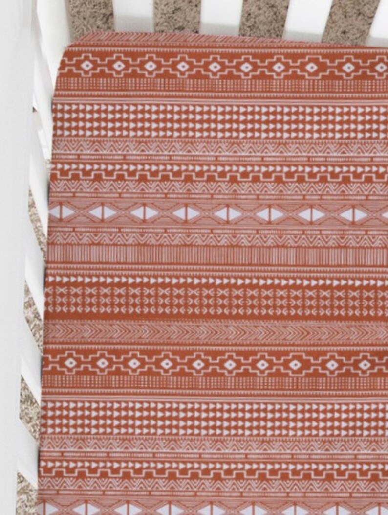 Rust Mudcloth Crib Sheet Changing Pad Cover Nursing Pillow Etsy
