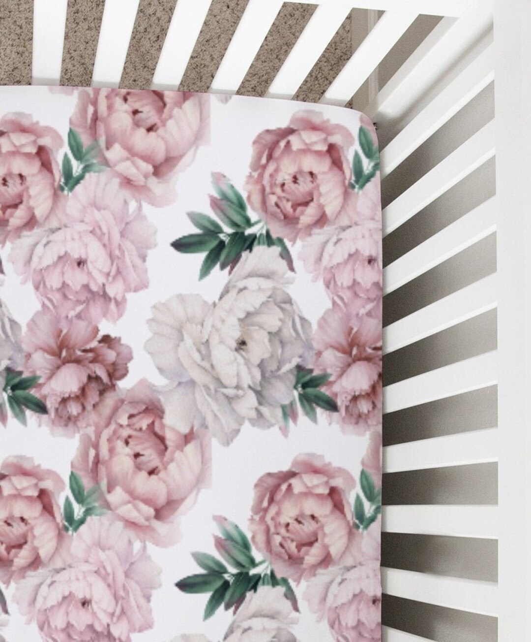 Peony Crib Sheet Blush Pink Changing Pad Cover Nursing Etsy
