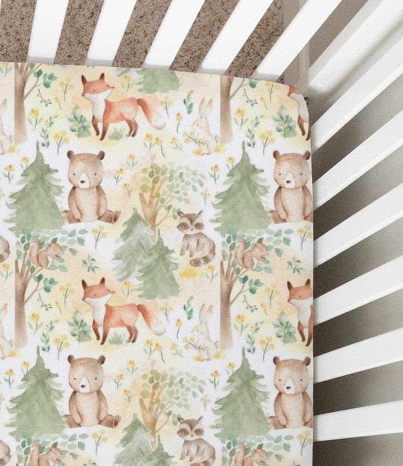 Woodland Animals Crib Sheet Changing Pad Cover Nursing Etsy