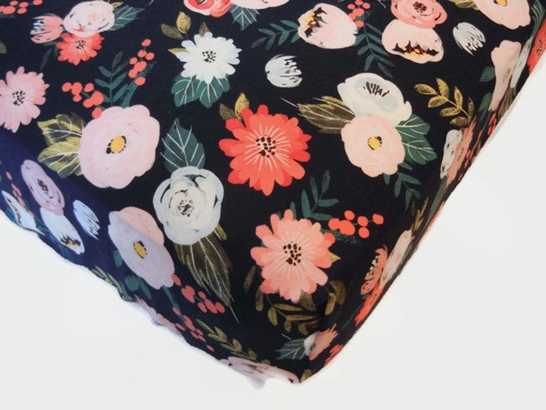 floral crib sheet and changing pad cover