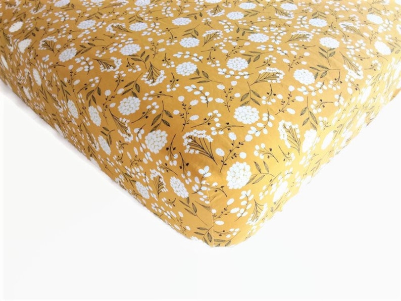 Mustard Floral Crib Sheet Changing Pad Cover Mustard Etsy