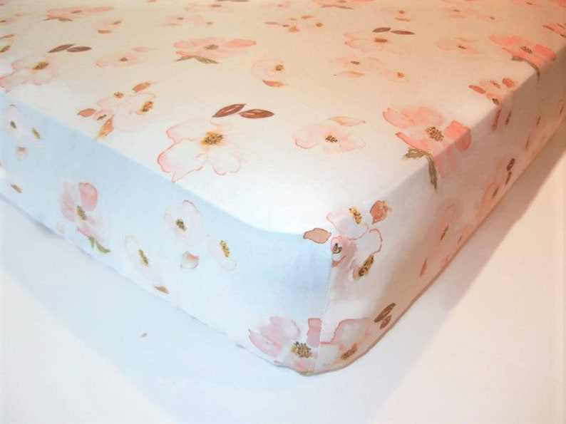 Watercolor Floral Crib Sheet Changing Pad Cover Crib Bedding Etsy