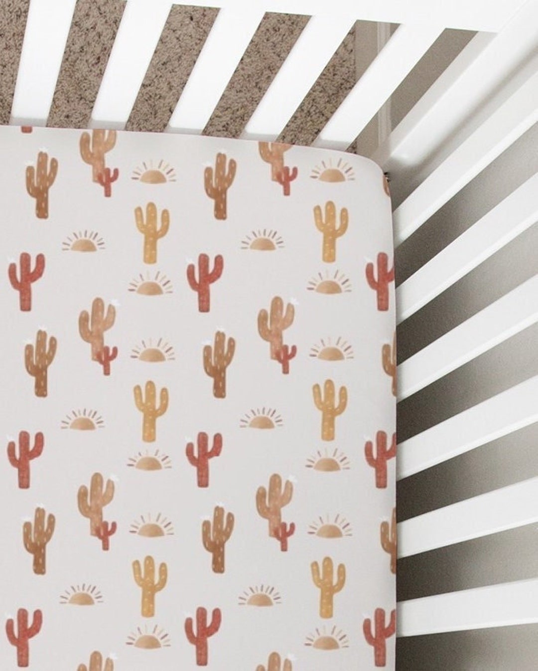 Desert Cactus Crib Bedding, Crib Sheet, Changing Pad Cover, Mini Crib Sheet, Earth Tones