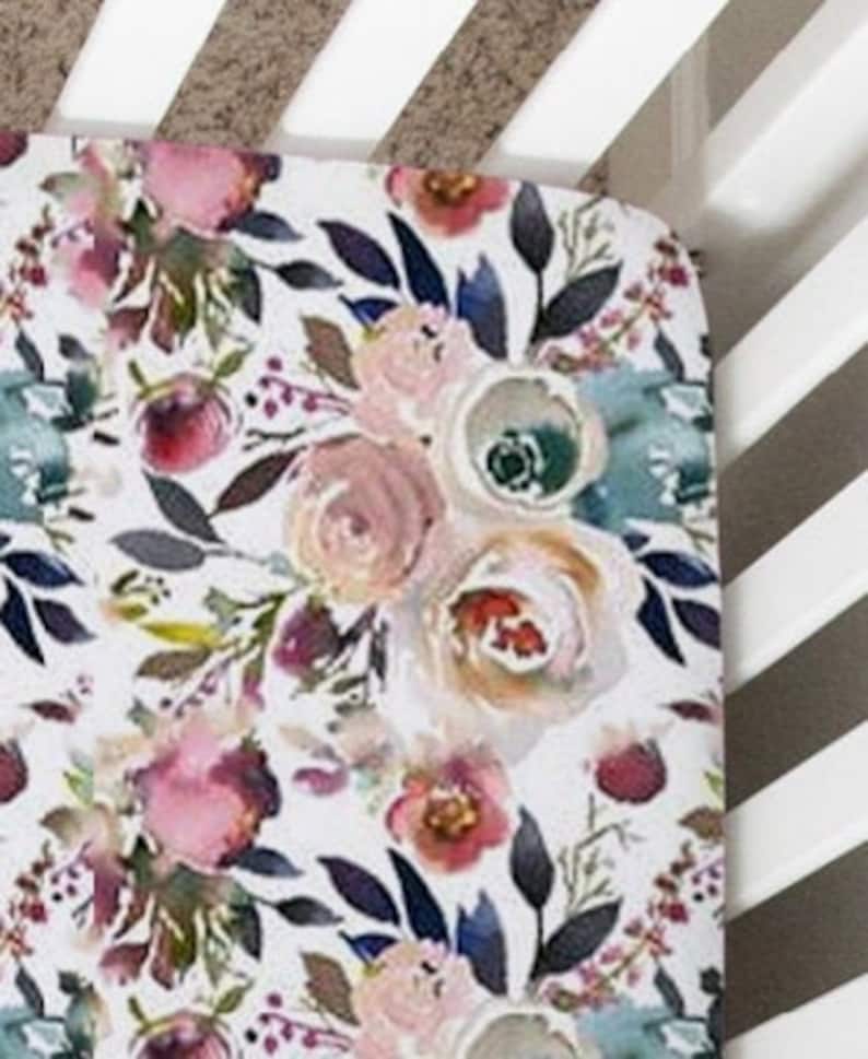 Autumn Floral Crib Bedding Watercolor Floral Crib Sheet Etsy