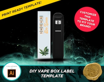Cannabis Disposable Vape Cartridge Box Label Template DIY CBD, for Your  Cannabis Business. Dispensary, Small Businesses