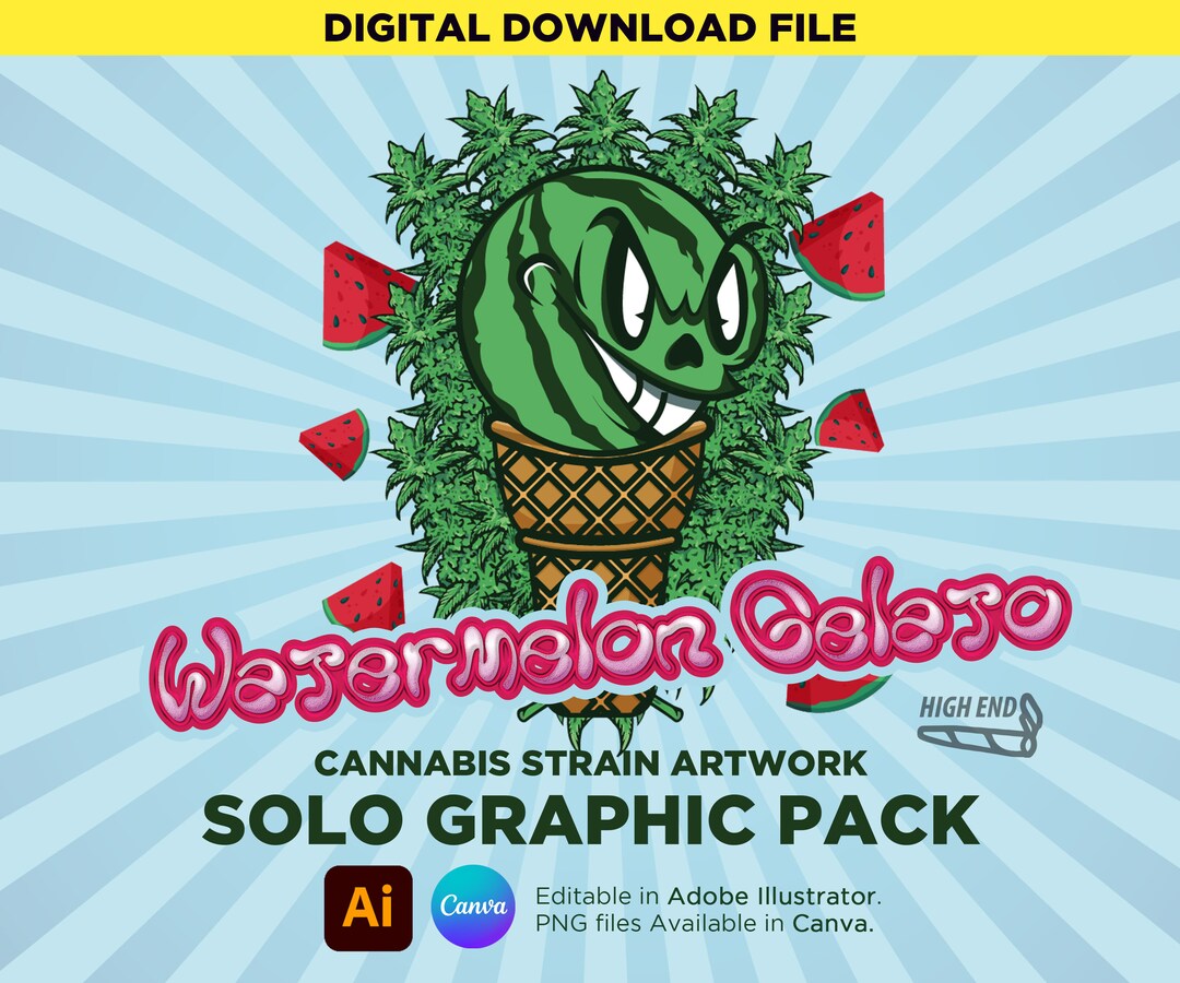 Downloadable Watermelon Gelato Pack Graphic Template. Adoble