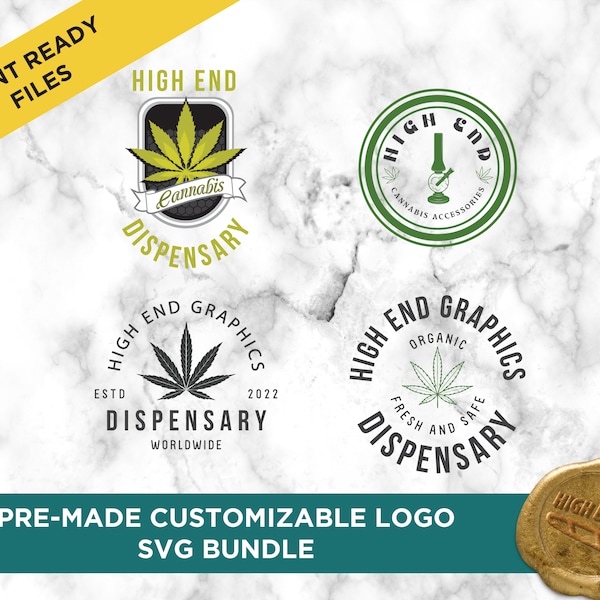 Cannabis Branding Logo, Pre-Made Customizable Logo, CBD Graphic Design, Leaf, Hemp, Business, SVG Bundle, Illustration, Design, Weed, Pot