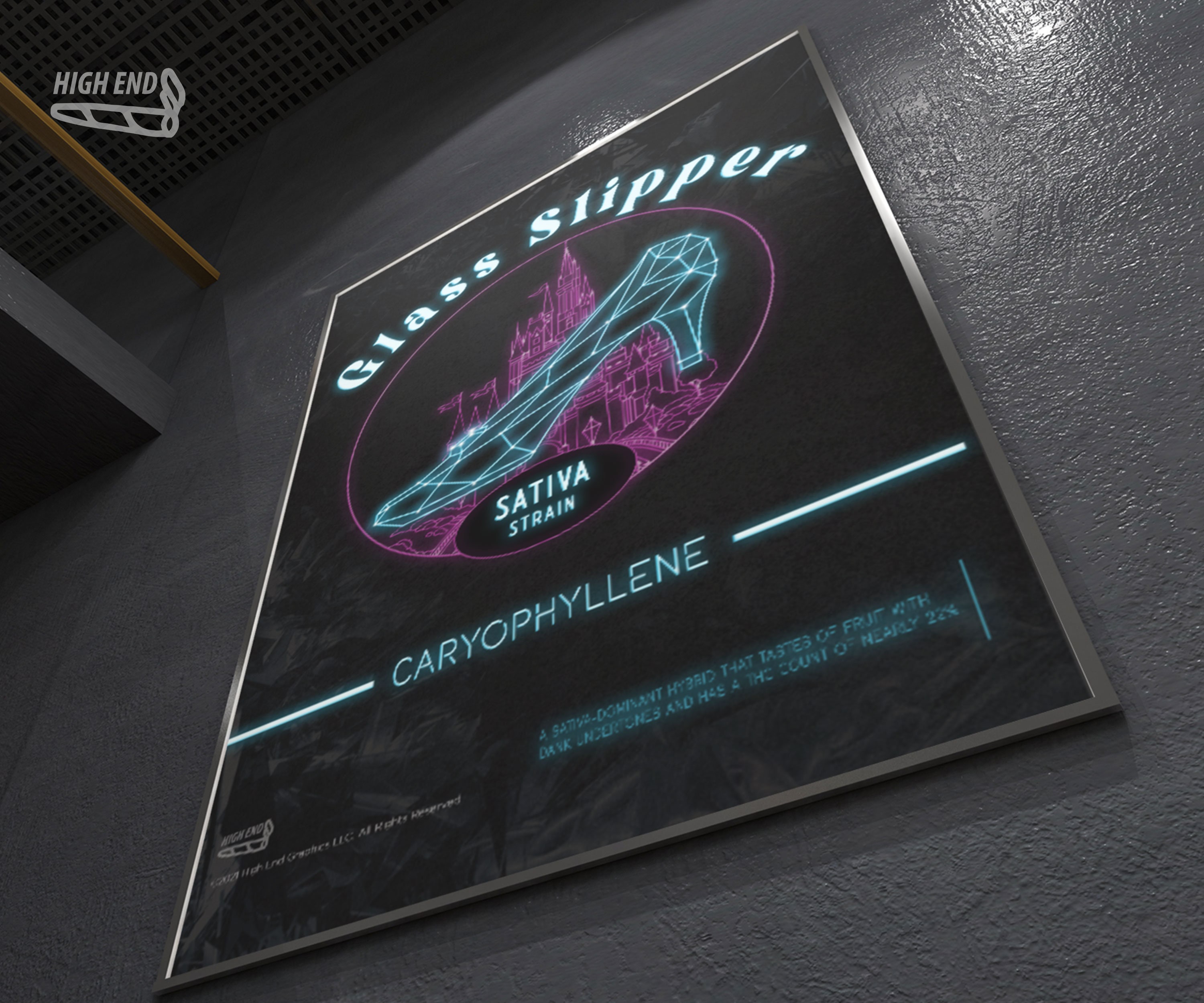 Glass Slipper Women Cannabis, Wall Art, Neon Cinderella Shoe, Hanging