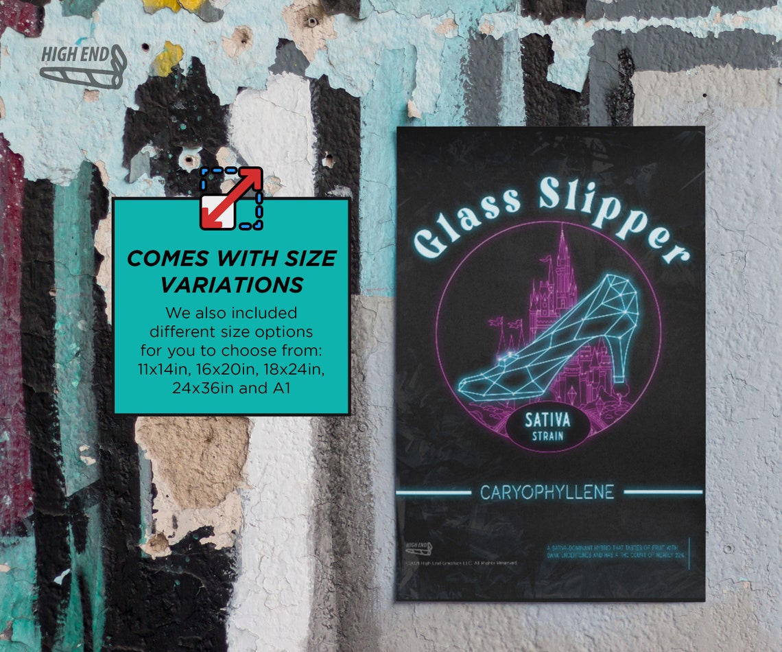 Glass Slipper Women Cannabis, Wall Art, Neon Cinderella Shoe, Hanging