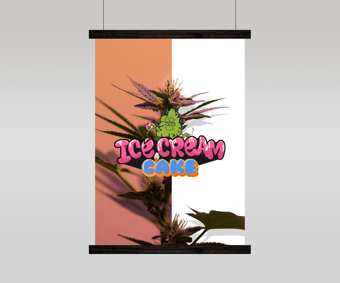 Ice Cream Cake Strain Art Poster Wall Art Cannabis Poster Etsy