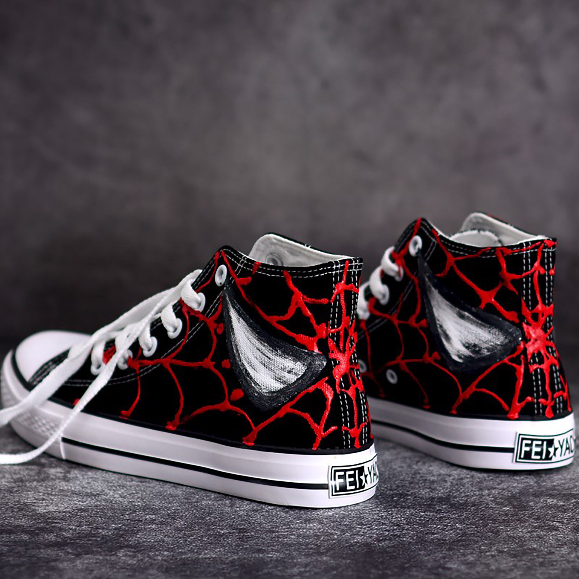 Spider Man Sneakers High Top Shoes Peter Parker Hand Painted Shoes ...