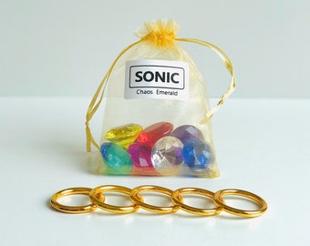 Sonic The Hedgehog 7 Chaos Emeralds With A Drawstring Bag