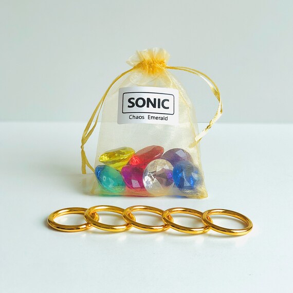 Sonic - 7 Chaos Emeralds and 5 Power Rings - in A Bag