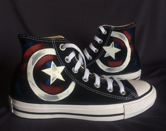 Refrein Achterhouden Geld lenende Captain America Shoe High Top Painted Captain America Sneakers - Etsy