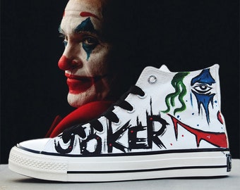 Unisex Shoes Jokers Hi Tops Father's Day Harley Quinn Hightop Dc Comics Shoes Joaquin Phoenix Shoes Custom Shoes Movie Shoes