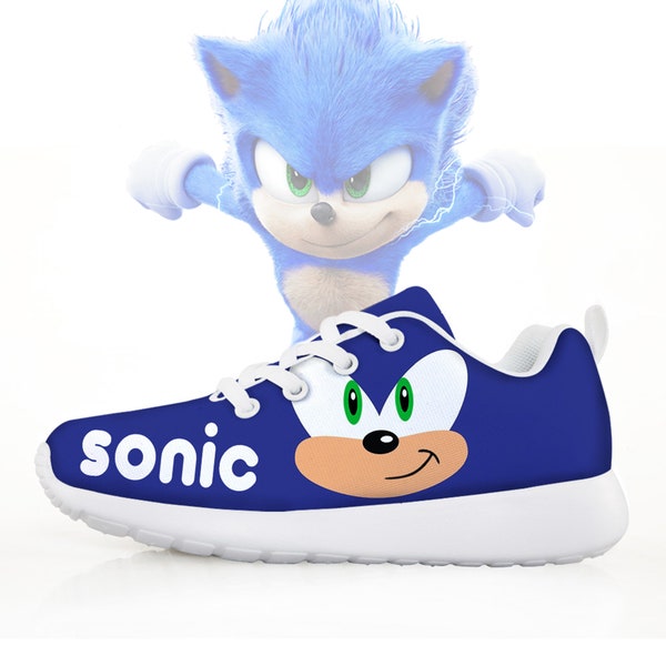 Sonic speed shoes kids' blue/youth Custom made Cosplay Sonic Shoe for boy - unisex kids shoes sonic movie