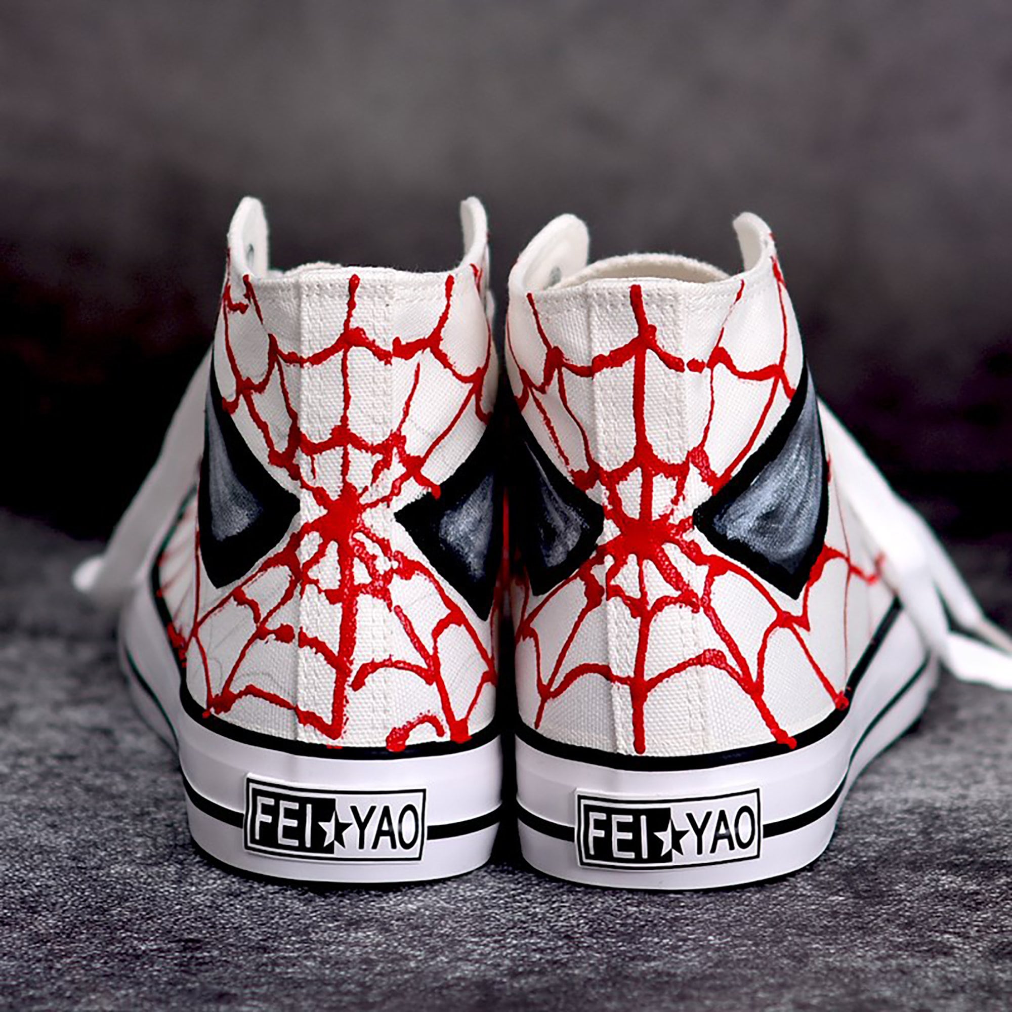 Spider Man Sneakers High Top Shoes Peter Parker Hand Painted Shoes ...