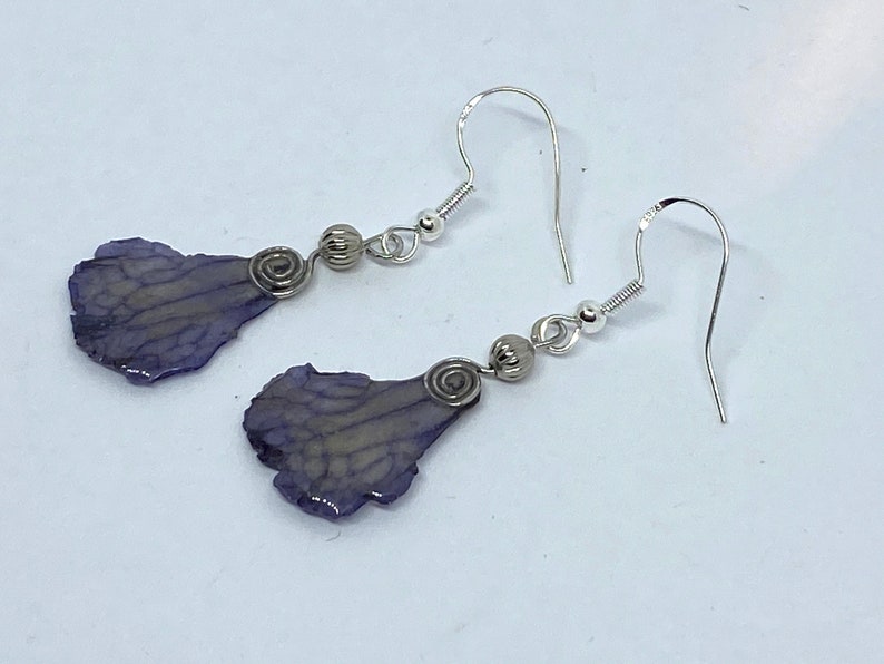 Real Flower Earrings Streptocarpus and resin #26