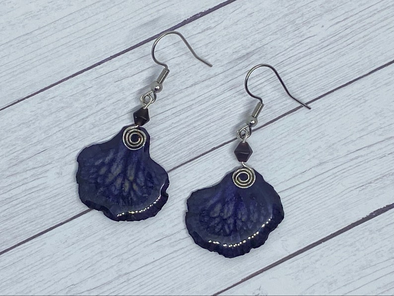 Real Flower Earrings Streptocarpus and resin #13