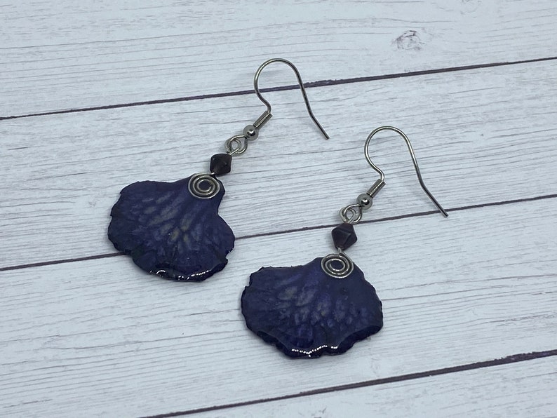 Real Flower Earrings Streptocarpus and resin #13