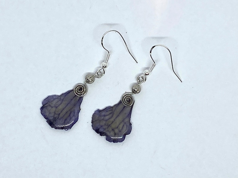 Real Flower Earrings Streptocarpus and resin #26
