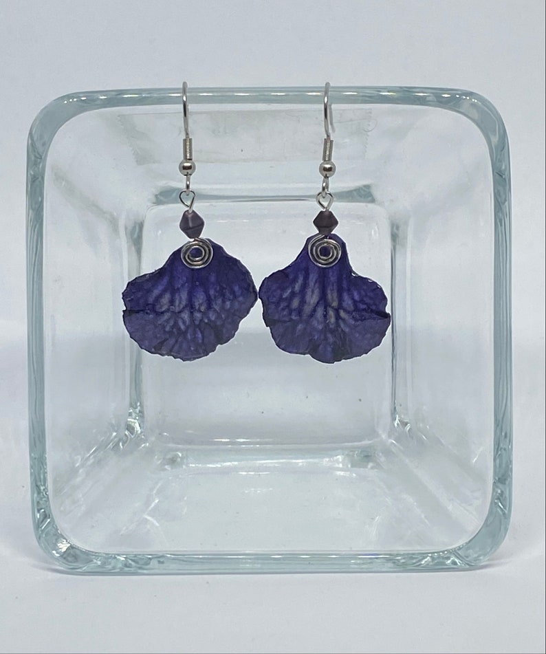 Real Flower Earrings Streptocarpus and resin #13