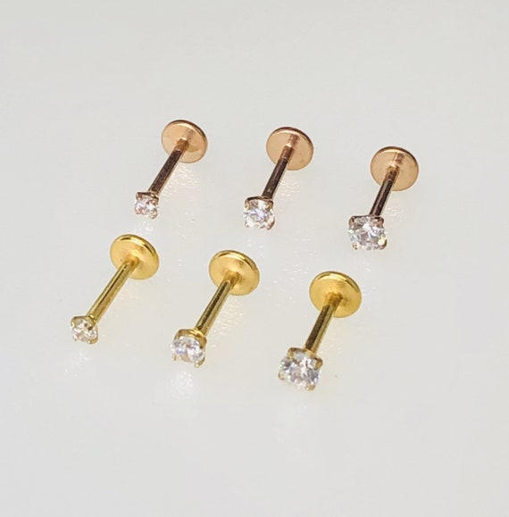 16g 18g Implant Titanium Crystal Gold Rose Gold Labret | Etsy