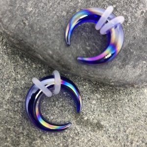 Rainbow Glass Pincher Ear Stretcher Taper Bull Horn Ear Gauge Body Piercing Jewelry Glass Pincher