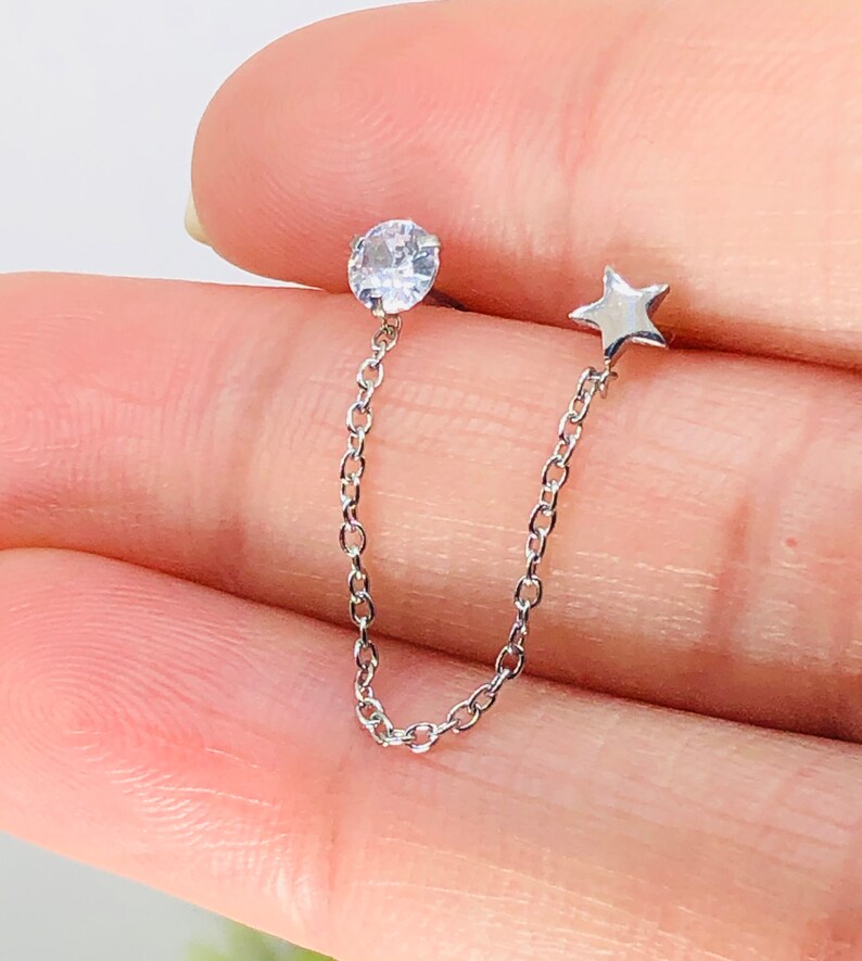 20G Crystal Barbell Cartilage Double Ear Stud Piercing Conch Etsy UK