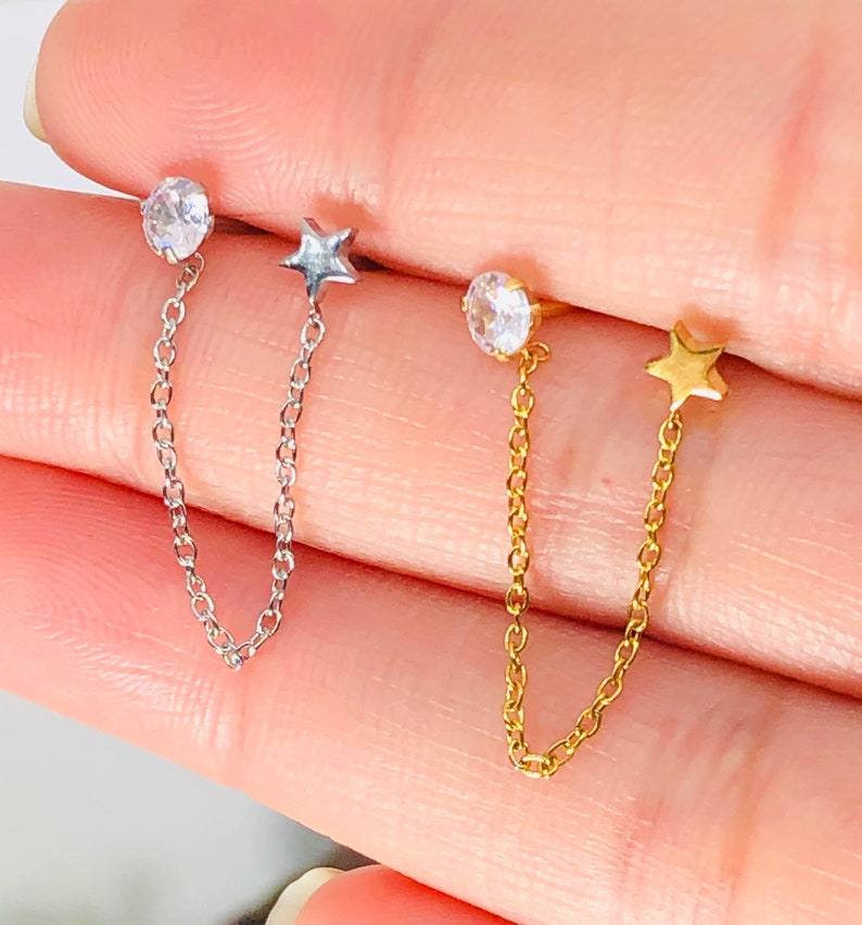 20G Crystal Barbell Cartilage Double Ear Stud Piercing Conch Etsy UK