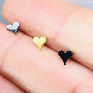 20G(0.8mm) Tiny Heart Cartilage Ear Piercing Conch Helix Stud Earring High Quality Body Jewellery Silver, Black, Gold 316L Stainless Steel