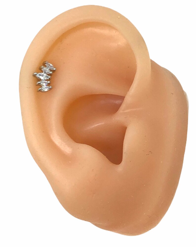 20G Curve Crystal Cluster Barbell Cartilage Ear Piercing Conch Etsy