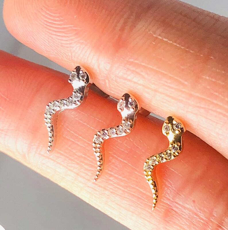 20G 16G Crystal Snake Barbell Cartilage Ear Piercing Conch Etsy