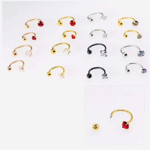 20G 0.8mm Jewelled Horse Shoe Barbell Septum Ring Septum Captive