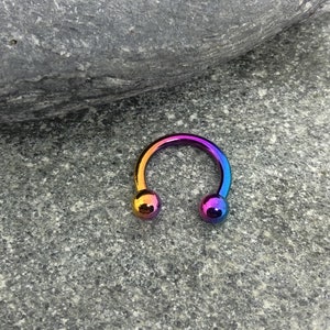 Rainbow Color 316L Surgical Steel Circular Barbell Septum Ring 14G 16G Nose Ring Hoop Horse Shoe Earrings