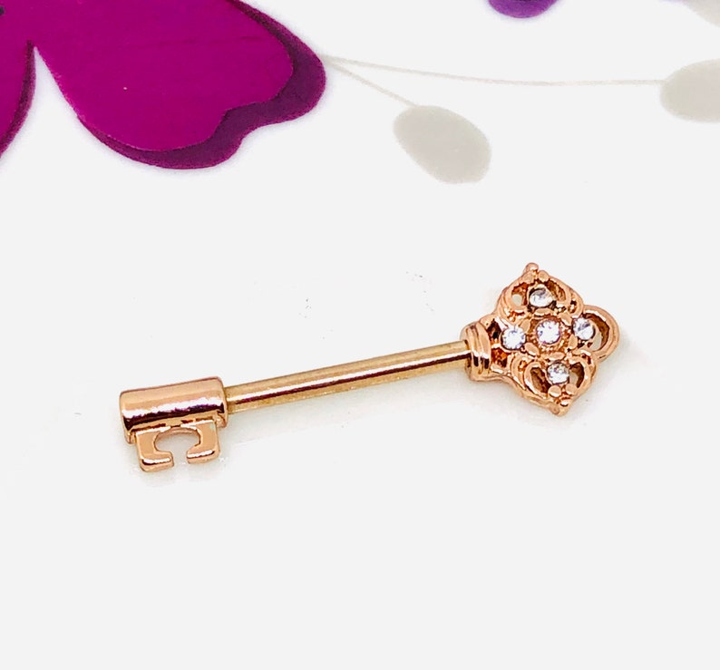 Rose Gold Plated Surgical Steel Nipple Ring Barbell Piercing Body Jewellery