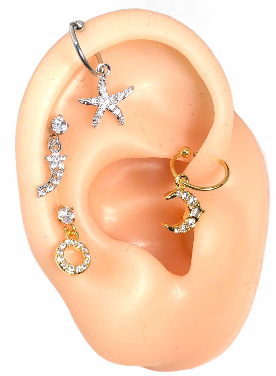 20G Barbell Circular Dangle Ear Stud Earrings 18K Gold Plated Etsy Canada