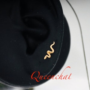 16G Snake Labret 316L Surgical Steel Cartilage Ear Piercing Conch Helix Stud Earring Body Jewellery Silver, Gold, Rose Gold
