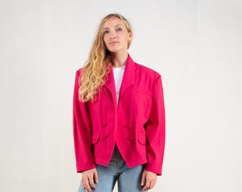 Pink Blazer Jacket women vintage 90s casual suit jacket pink minimalistic bold blazer every day jacket vintage clothing size large