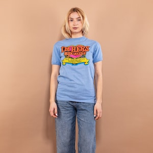 70年代のヴィンテージプリントTシャツ、サイズMのTシャツ、ヴィンテージTシャツ、レトログラフィックTシャツ、ヴィンテージグラフィックTシャツ、70年代の服、ノスタルジックファッション