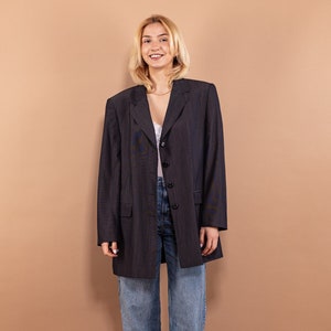 Oversized Wool Blend Blazer 90s, Women Size L/XL Retro Blazer, Women Blazer, Vintage Blazer, Oversized Wool Jacket, Vintage Preppy Outerwear