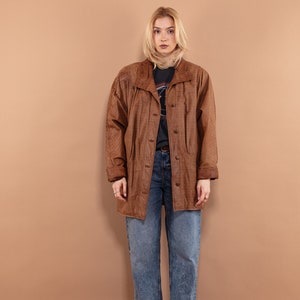 Brown Leather Coat 80s, Size Large XL Leather Coat, Retro Leather Coat, Oversized Leather Coat,  80s Causal Outerwear, NorthernGirlStore