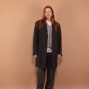 90s Wool Blend Coat, Size L/XL Vintage Wool Coat, Gray Wool Coat, Oversized Wool Coat, Gray Wool Topcoat,  Office Coat, Minimalist Coat