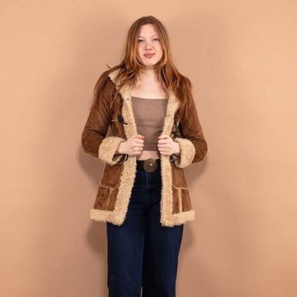 manteau Penny Lane vintage, taille XS, manteau à capuche Penny Lane, manteau de style afghan, manteau en fausse fourrure, vêtements pour femmes, NorthernGirlStore