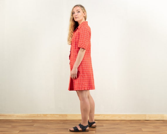 70s Check Dress retro mod dress red checkered dre… - image 2