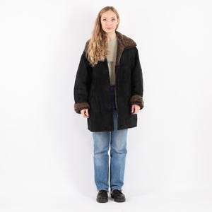 Black Oversized Sheepskin Coat, Size XL Shearling Coat, Black Leather Coat, Oversized Shearling Coat, Womens Clothing, NorthernGirlStore