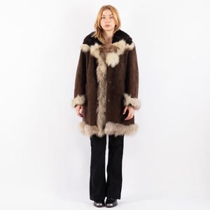 Penny Lane Sheepskin Coat 70s, Size M/L Afghan Coat, Boho Style Brown Overcoat, Vintage Women Outerwear, Vintage Fur Coat, Penny Lane